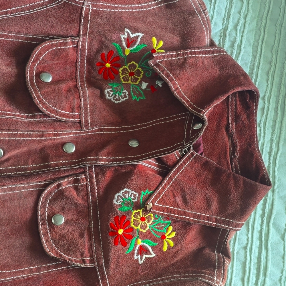 Vintage embroidered leather jacket
